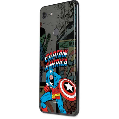 Marvel Classic Comics Captain America Vintage Google Pixel 3 XL Skin